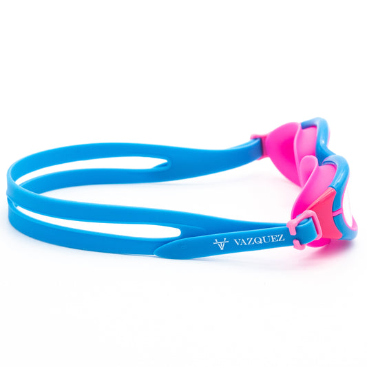 Pink and Blue Vazquez Goggz Kids Swimming Goggles - High-Quality Affordable Swim Goggles